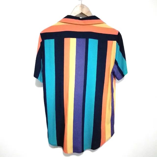 Camisa Masculina Listrada Colorida - Foto 2