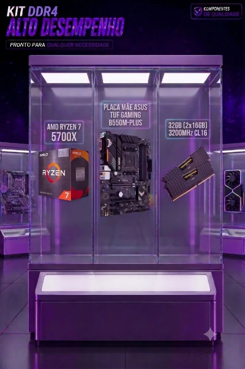 Kit gamer processador placa mãe e memoria ddr4
