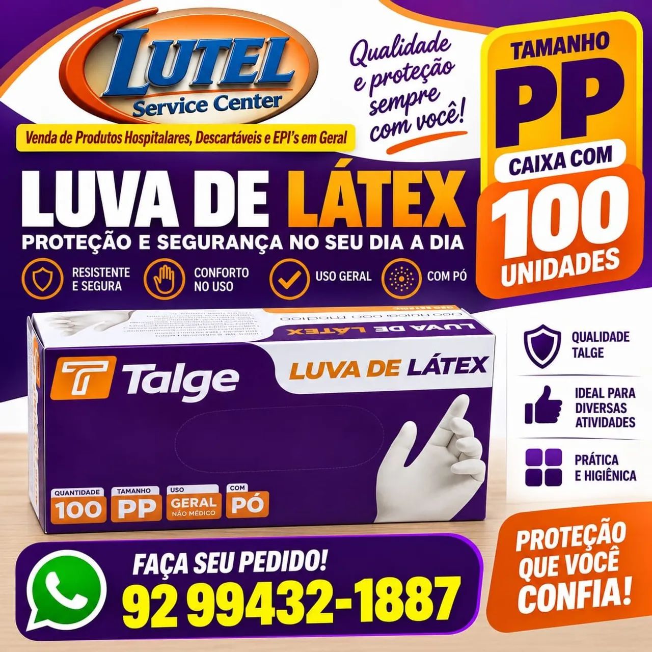 LUVA DE LATEX COM PÓ TALGE PP
