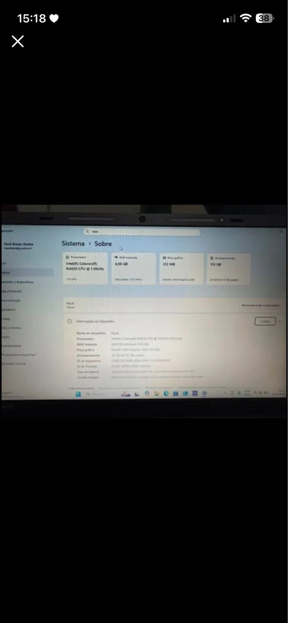 Notebook Intel Celeron | Windows 11 | 4 GB RAM | 115 GB SSD/eMMC