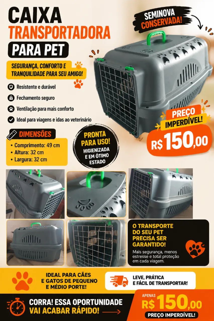 Caixa de Transporte para Cães e Gatos /  Animais
