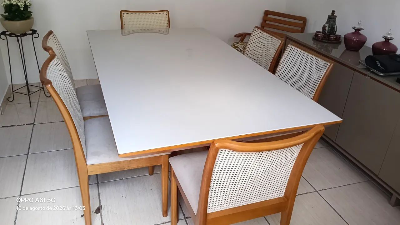 Mesa tampo de vidro 6 lugares  - Foto 4