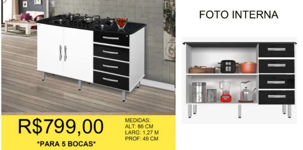 BALCÃO PARA FOGÃO COOKTOP  - Foto 2