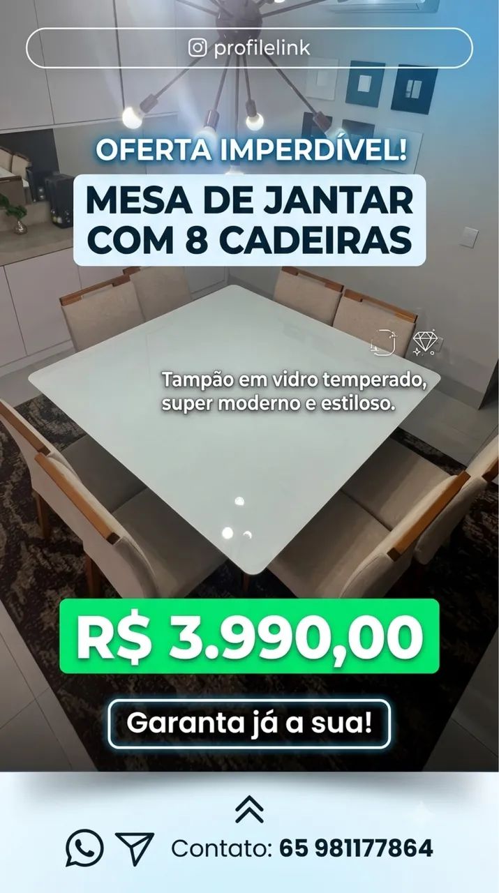 Mesa de Jantar + 8 Cadeiras