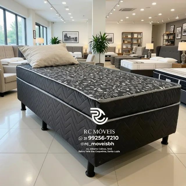 Cama Box Solteiro com Molas 88x1,88 Floral Avelã Luxo - Foto 2