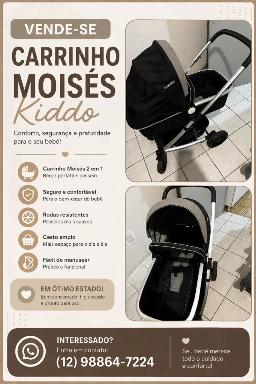 Carrinho Moisés - Kiddo - Foto 5