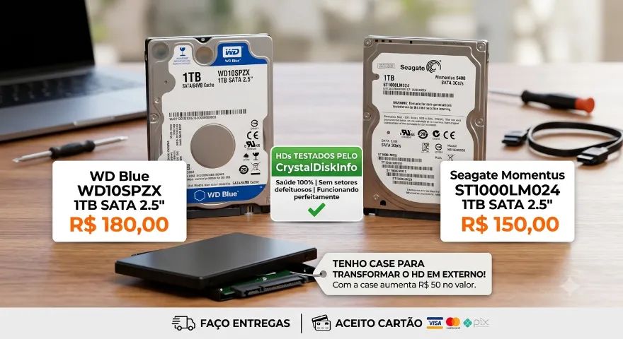 HD 1TB - WD Blue - Seagate - Foto 3