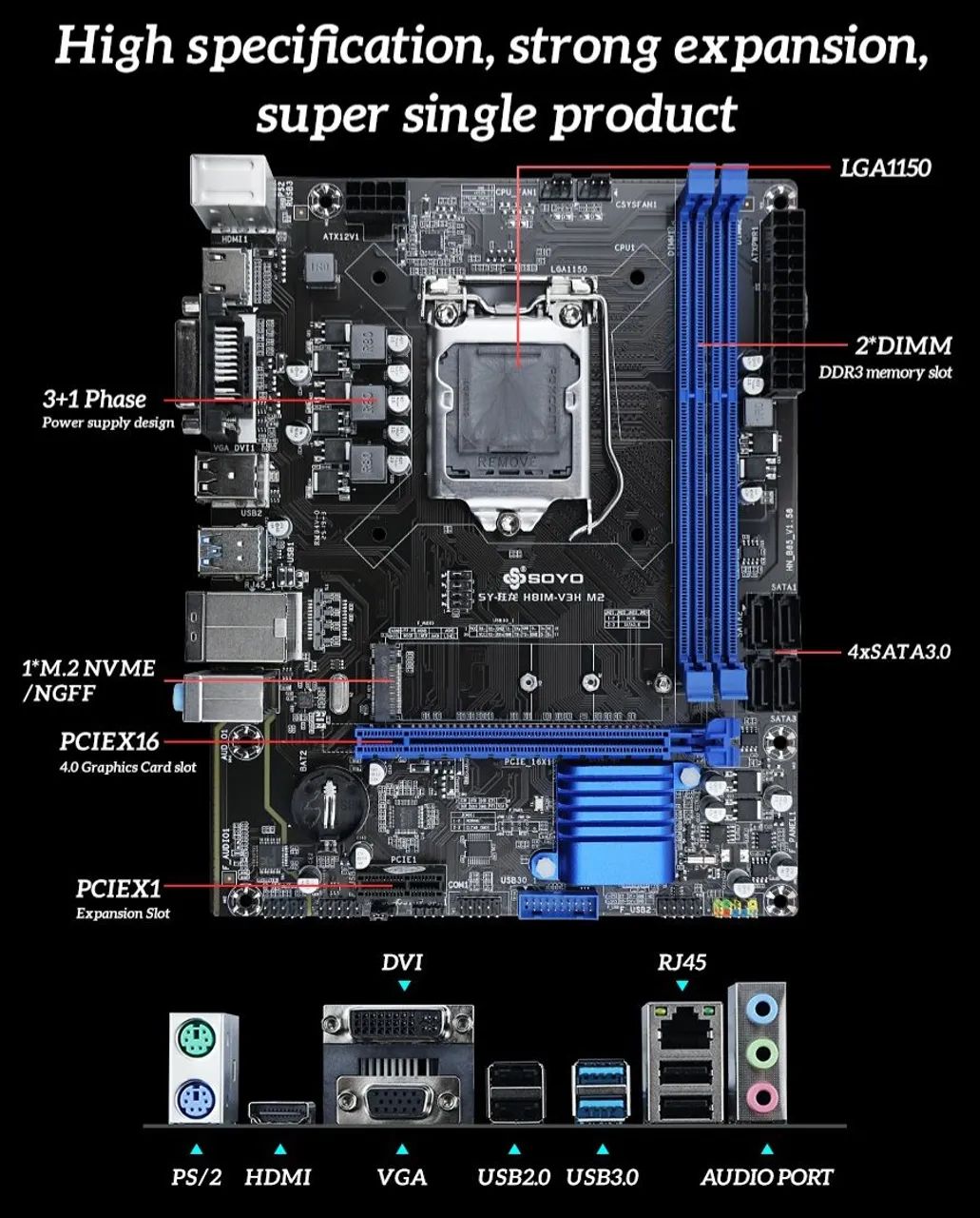 Placa Mãe 1150 Soyo H81M DDR3 - Foto 3
