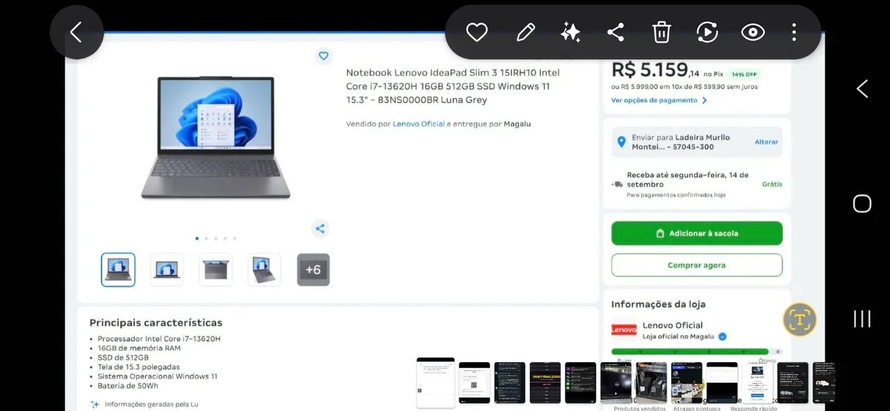 Notebook lenovo i7 13 ger. Lacrado. - Foto 4