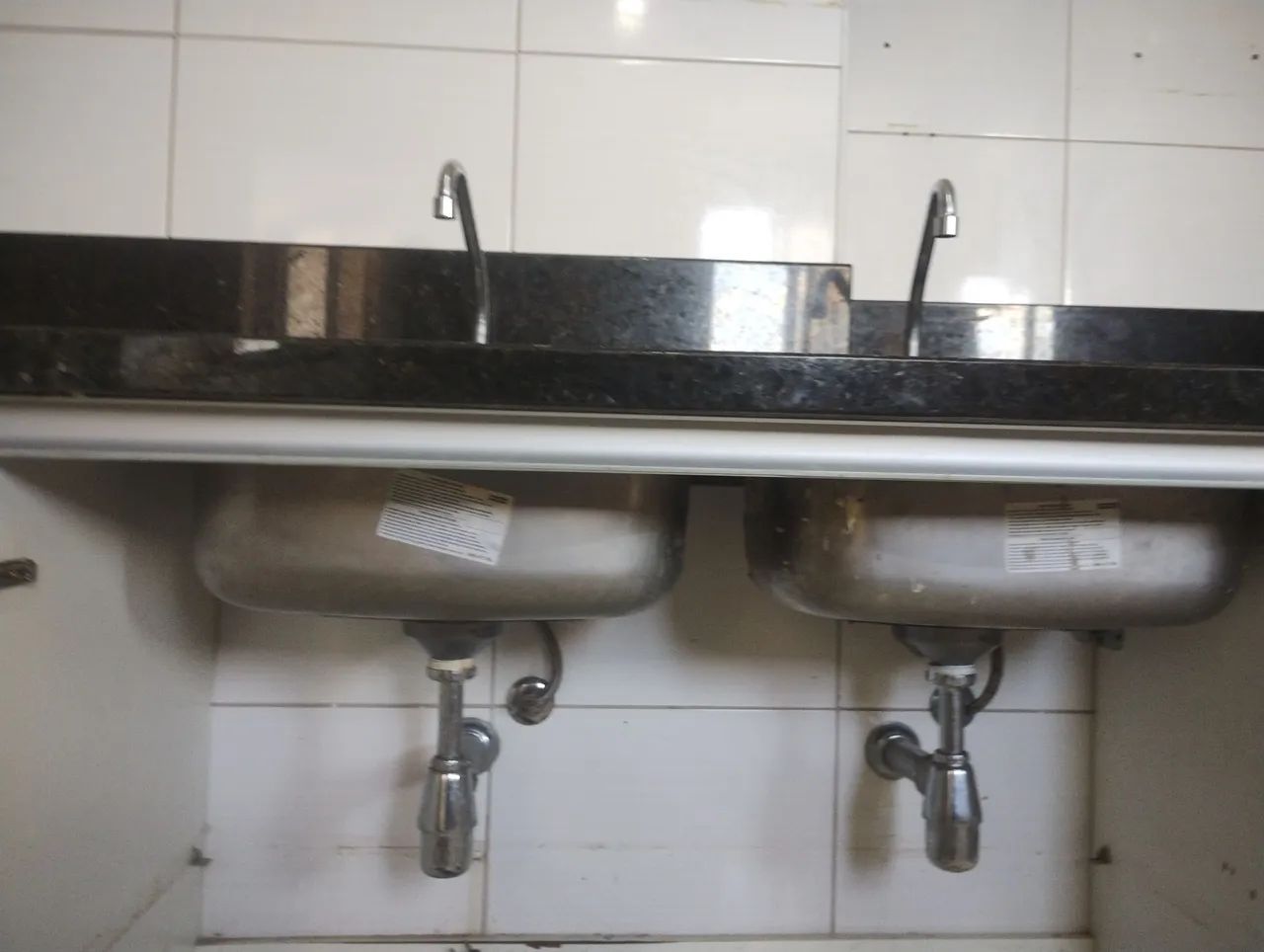 Granite Kitchen Sink with Two Stainless Steel Bowls