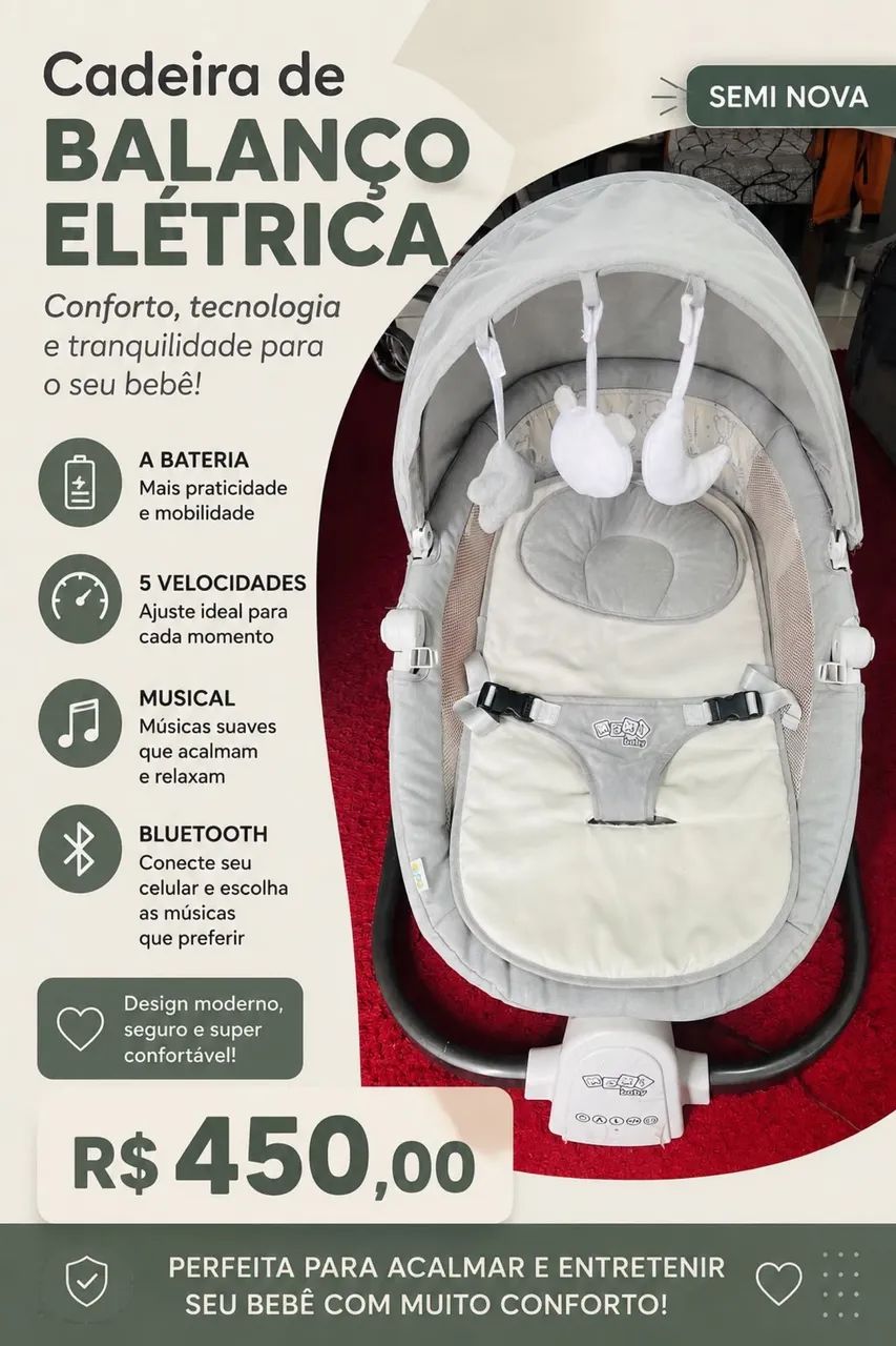 Balanço elétrico para bebê MÁXI BABY - Foto 3