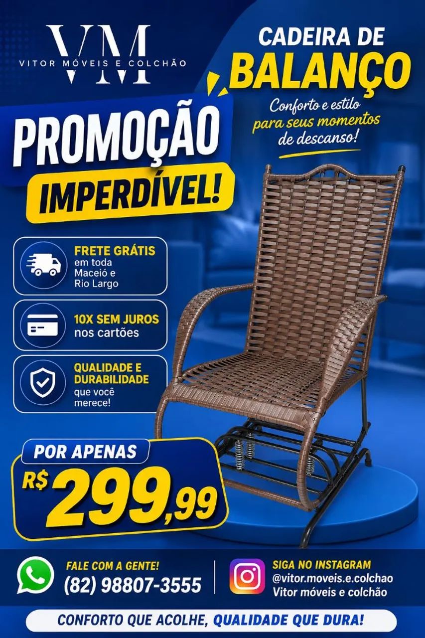 PROMOÇÃO DE CADEIRA DE BALANÇO 4 MOLAS 