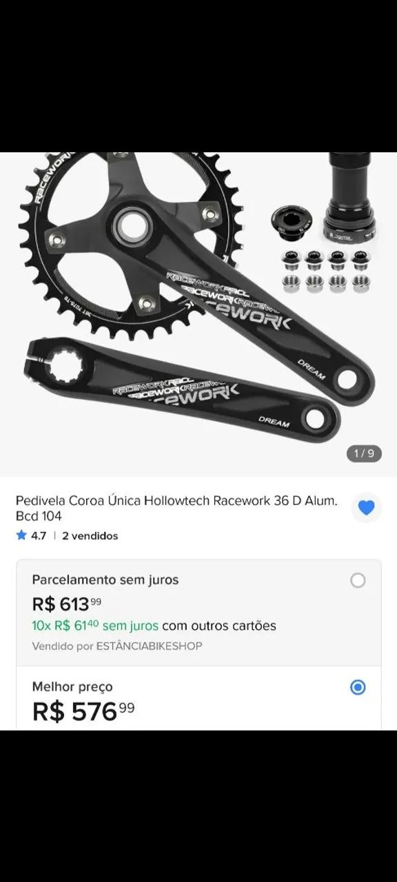 Pedivela Alumínio Racework Braço 175mm - Foto 6