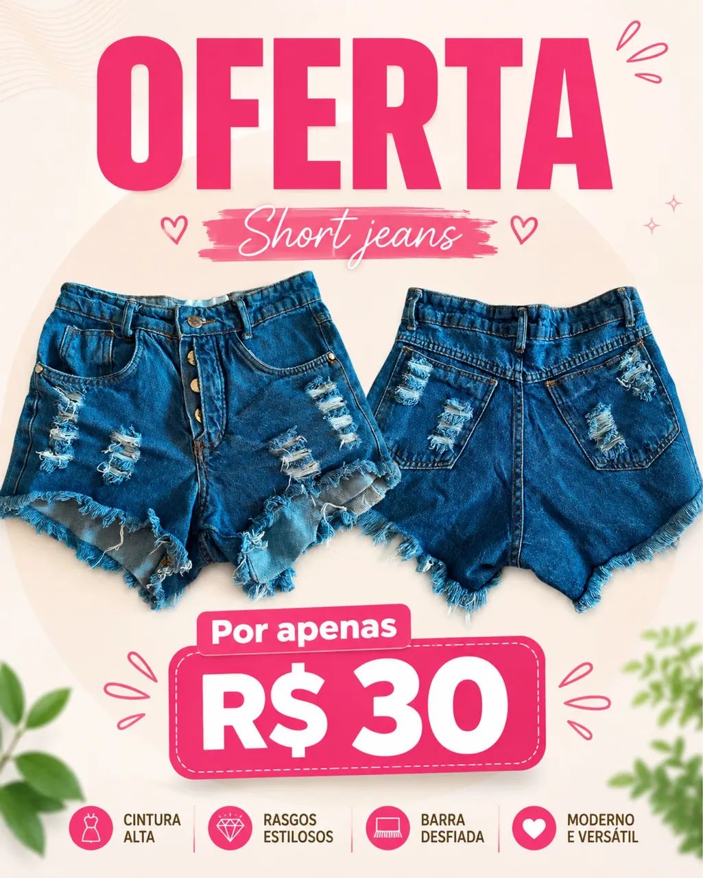 Short jeans semi novo 