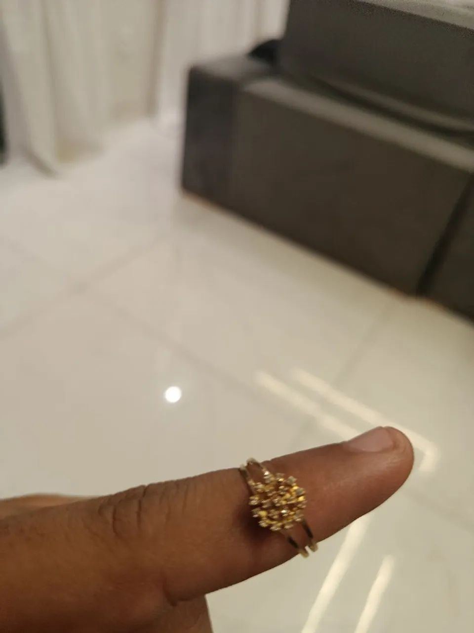 ANEL CHUVEIRINHO EM OURO 18K COM BRILHANTES - Foto 4