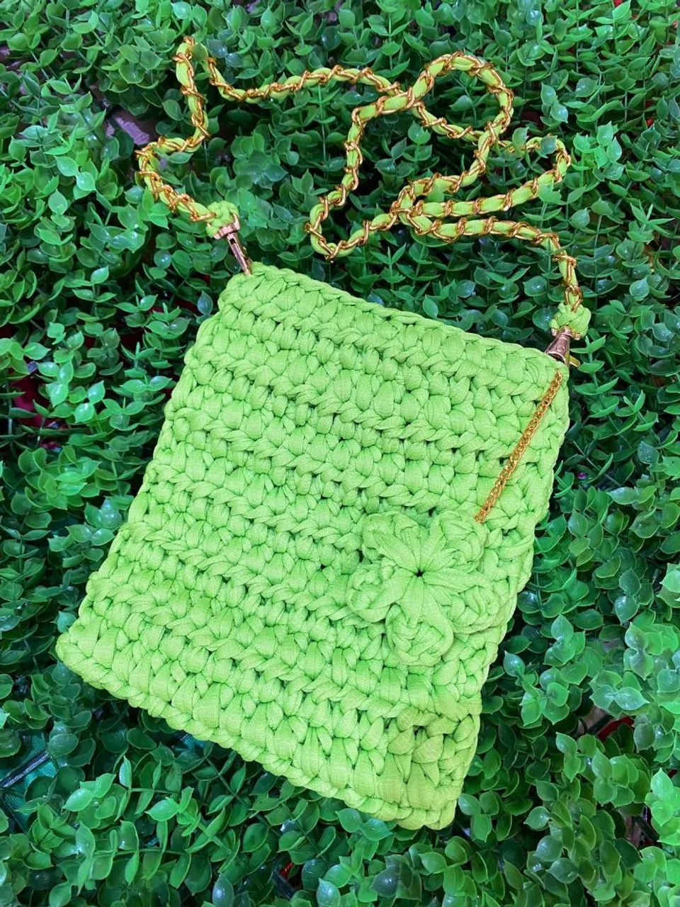 Bolsa de crochê malha fio - Foto 4