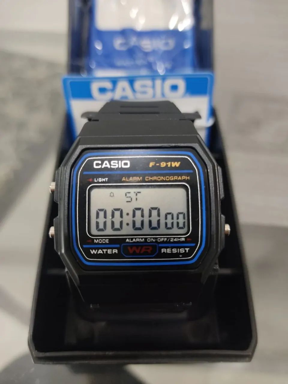 Relógio Casio F-91W Original Digital Preto Azul