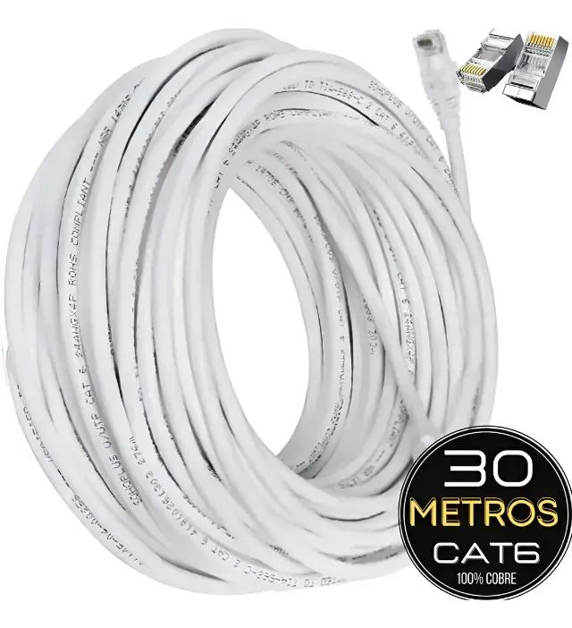 Cabo De Rede Cat6 Utp 30m Branco Crimpado 