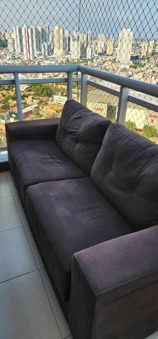 Sofá 2 lugares marrom usado - Foto 2