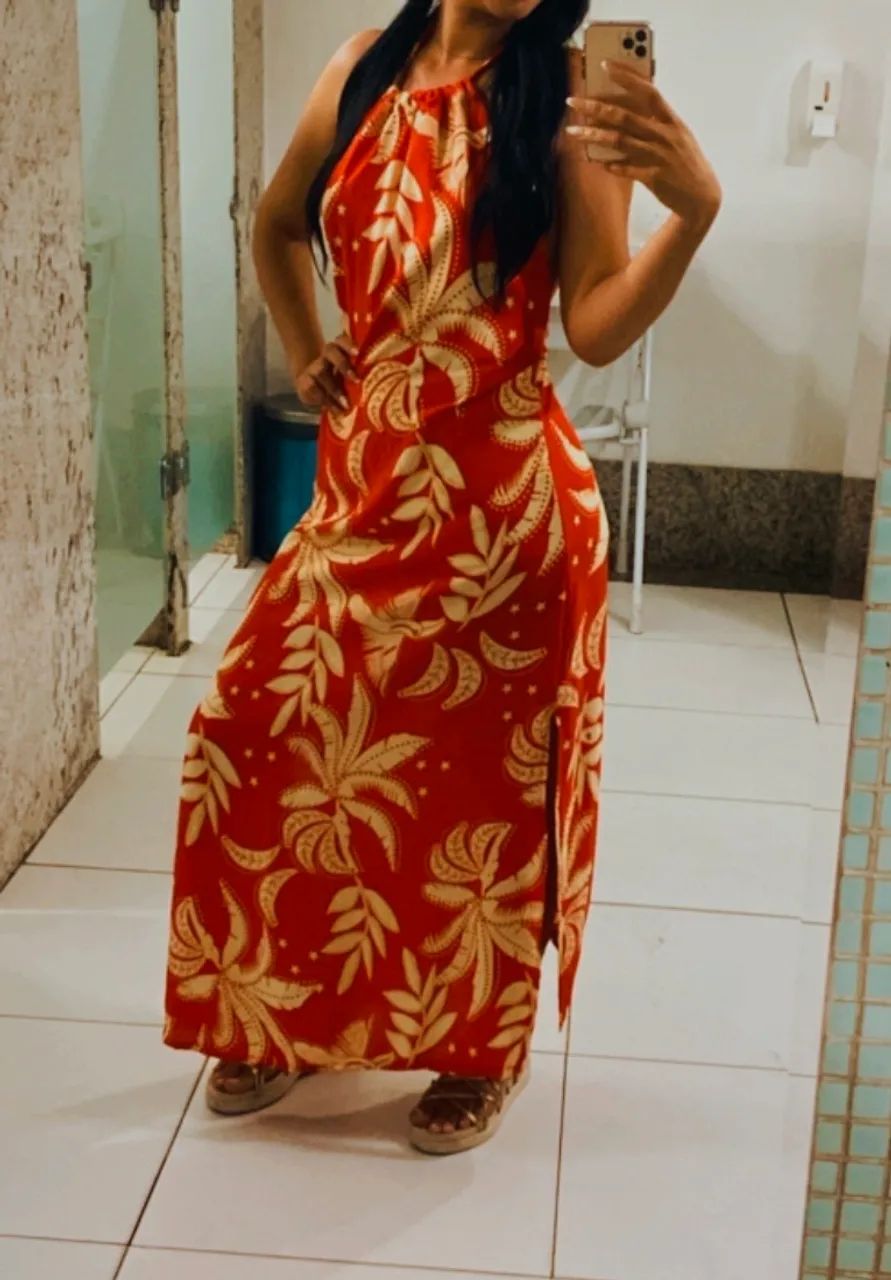 Vestido longo frente única estampado  - Foto 3