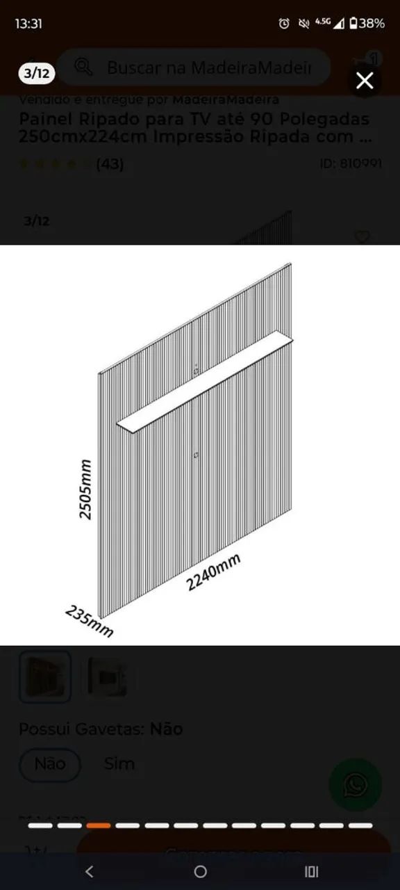 PAINEL RIPADO PARA TV ATÉ 90 POLEGADAS 250CM X 224CM  - Foto 4