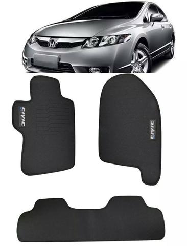 Jogo Tapete Borracha New Civic 2006 2007 A 2011 Preto 3 Pçs
