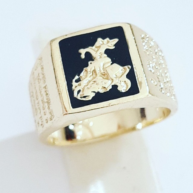 LINDO ANEL DE SÃO JORGE BANHADO A OURO 18K 
