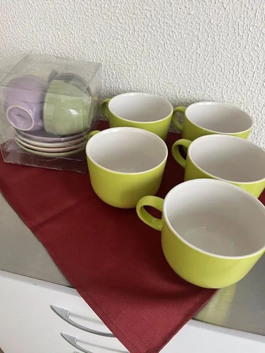 Jogo de Xícaras de Chá - Verde - 6 Peças