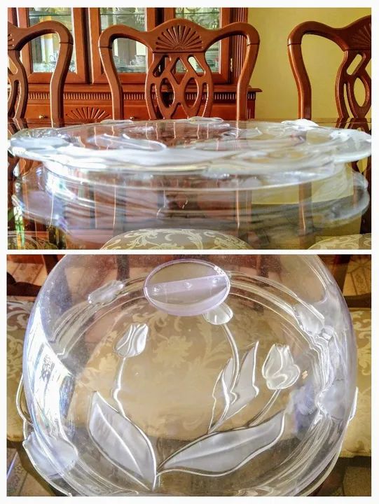 Prato de bolo de Cristal Walther-Glas Nadine produzido na Alemanha. Acompanha a tampa. - Foto 5