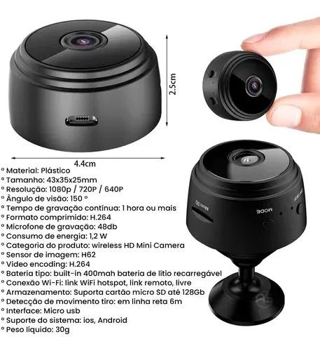 Mini Câmera Espiã Full HD 1080p - Wi-Fi com Visão Noturna - Entra Rápida  - Foto 2