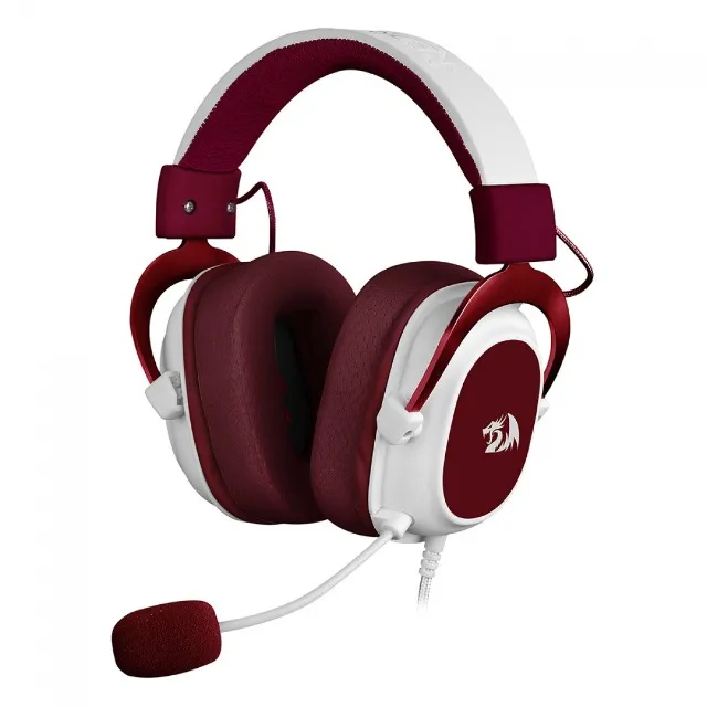 Headset Gamer Redragon Hero Red/White P3 C/ Adaptador P2 - WZetta