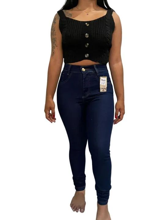 Calça jeans com Lycra cintura alta  - Foto 2