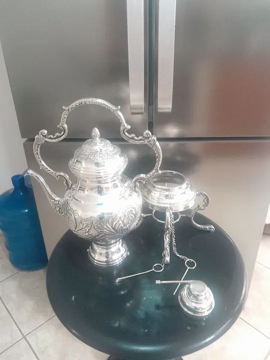 Samuvar banhado a  prata antigo nunca usado envio para todo o brasil - Foto 5