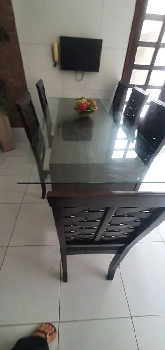 Tampo de vidro da Mesa de Jantar de Vidro com 6 Cadeiras - Foto 2
