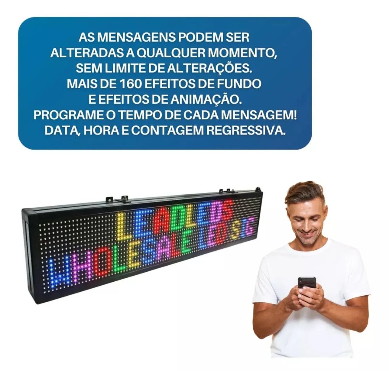 Painel 100x20 wi-fi RGB (Honestidade e Qualidade Distribuidora JK Eletrônicos) - Foto 4