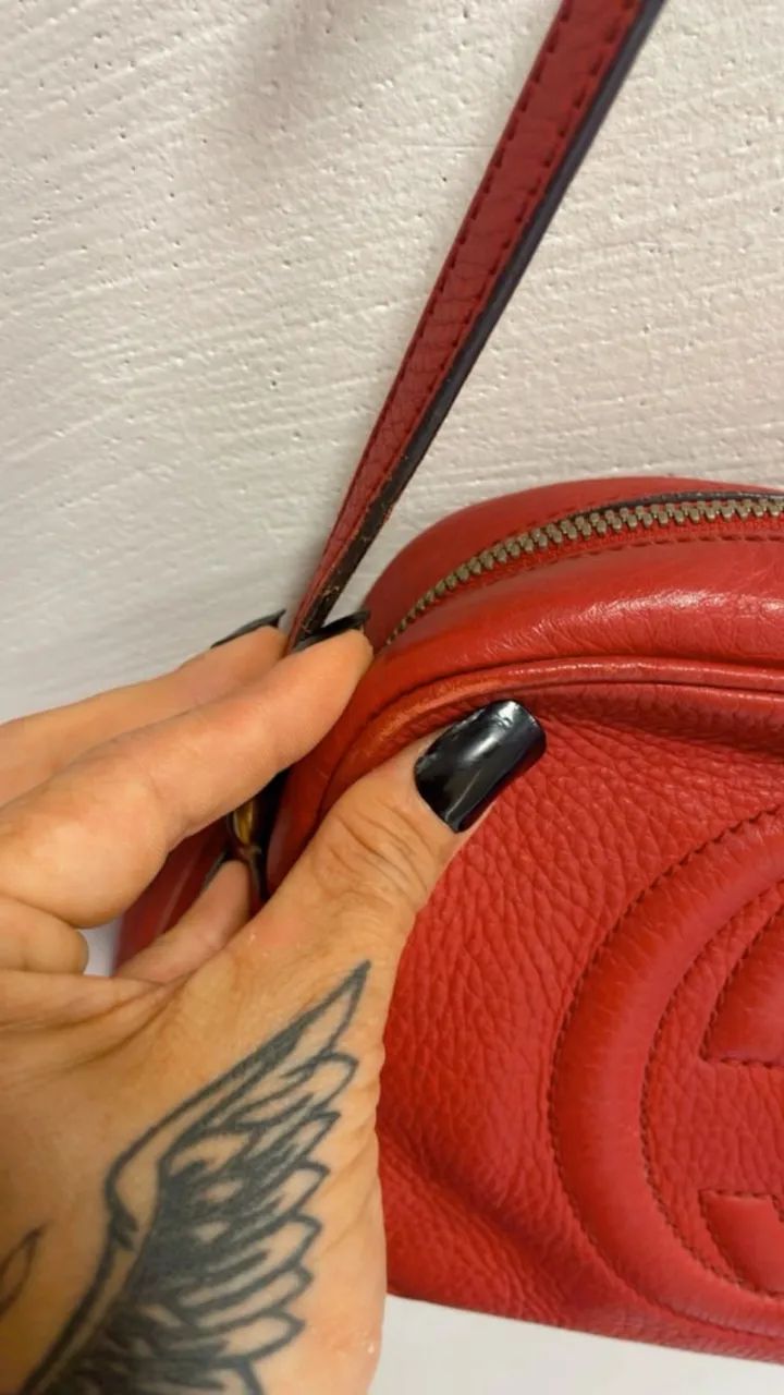 Bolsa Gucci Soho Disco Vermelha Original Seminova - Foto 5