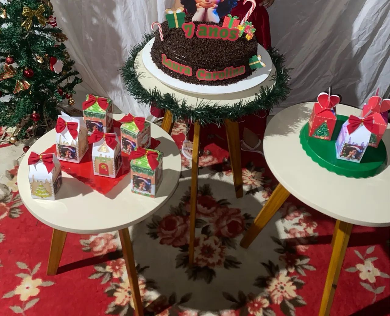 Mesa de centro redonda de madeira kit com 3 