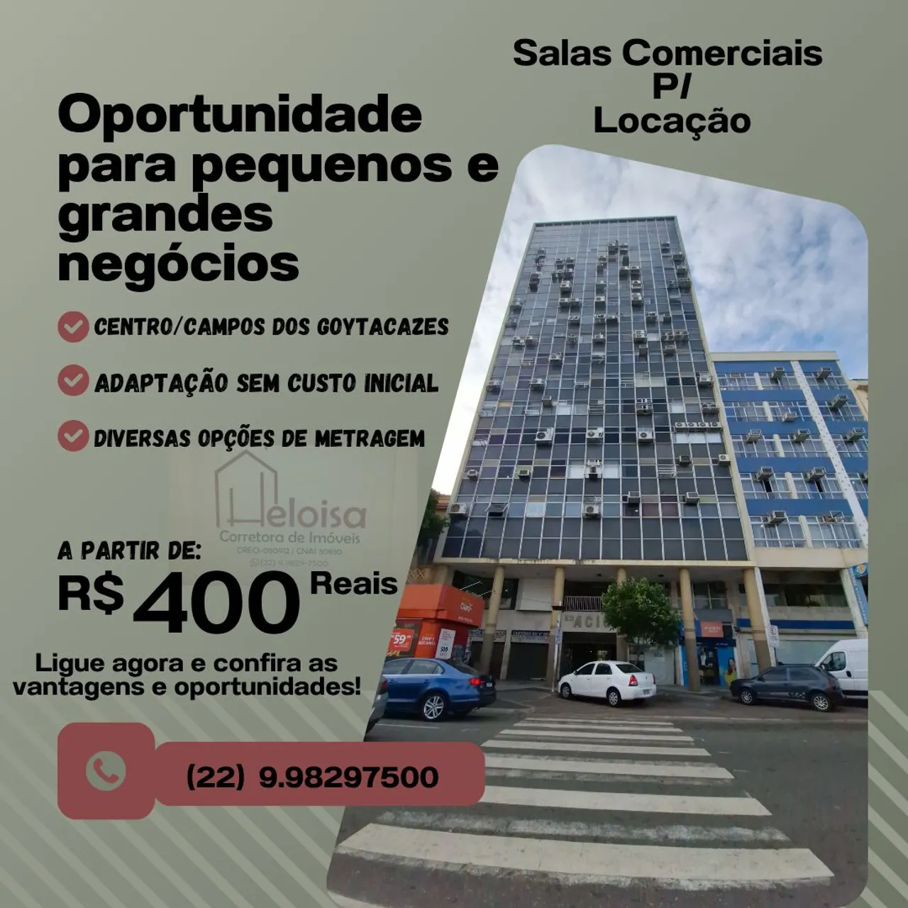 Locação salas comerciais s/ custo inicial