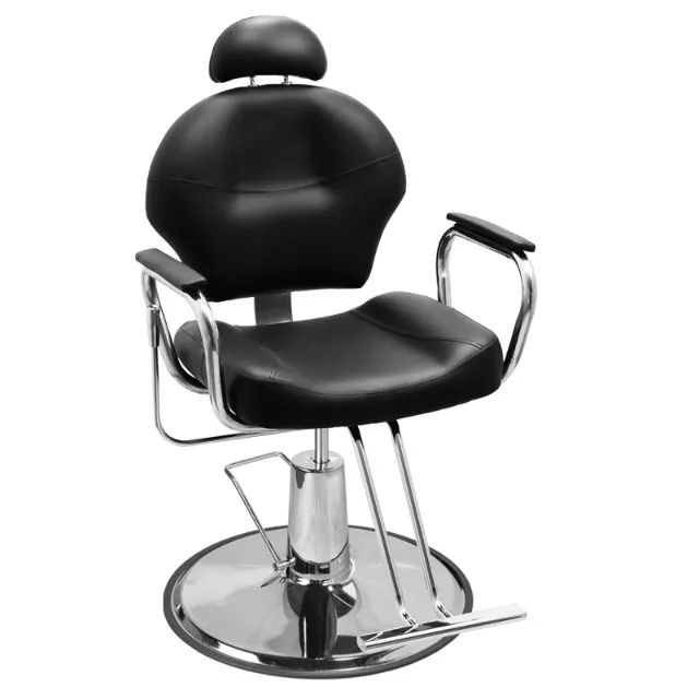 Cadeira de Cabeleireiro Gobby Reclinável Base Hidráulica Redonda - Preto