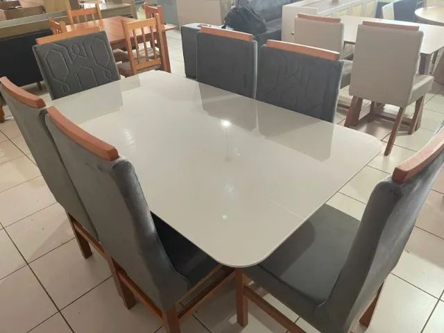 mesa de jantar vidro 1.60 mt com 6 cadeiras estofadas OFERTAAA - Foto 4
