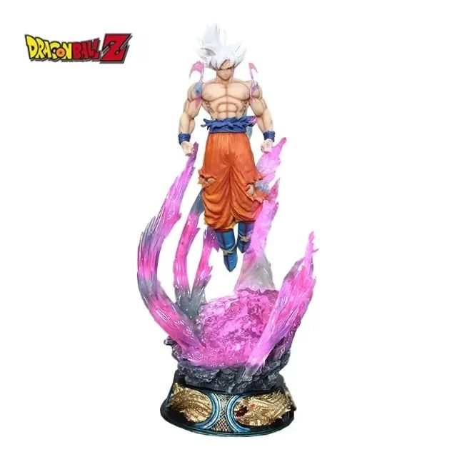 Goku Super Sayajim instinto superior cabelo branco DBZ super 24cm com base luminosa