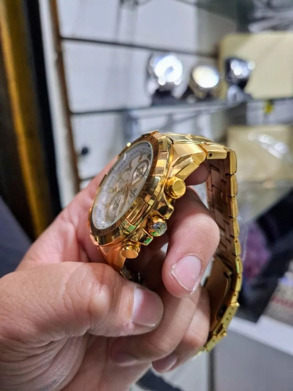 Relógio CASIO EDIFICE DOURADO CRONÓGRAFO FUNCIONAL  - Foto 5