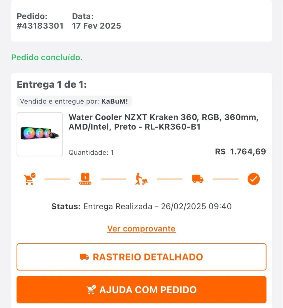 Com 1 mes de uso nzxt kraken rgb 360mm