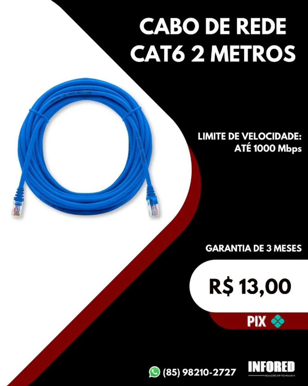 Cabo de rede CAT6 2 metros