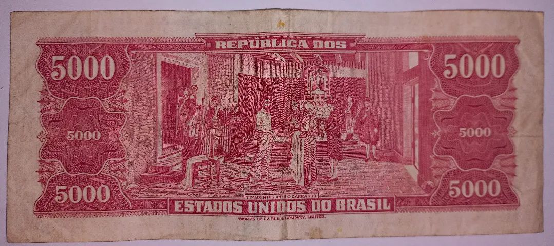 Cédula do Brasil 5000 Cruzeiros  - Foto 2