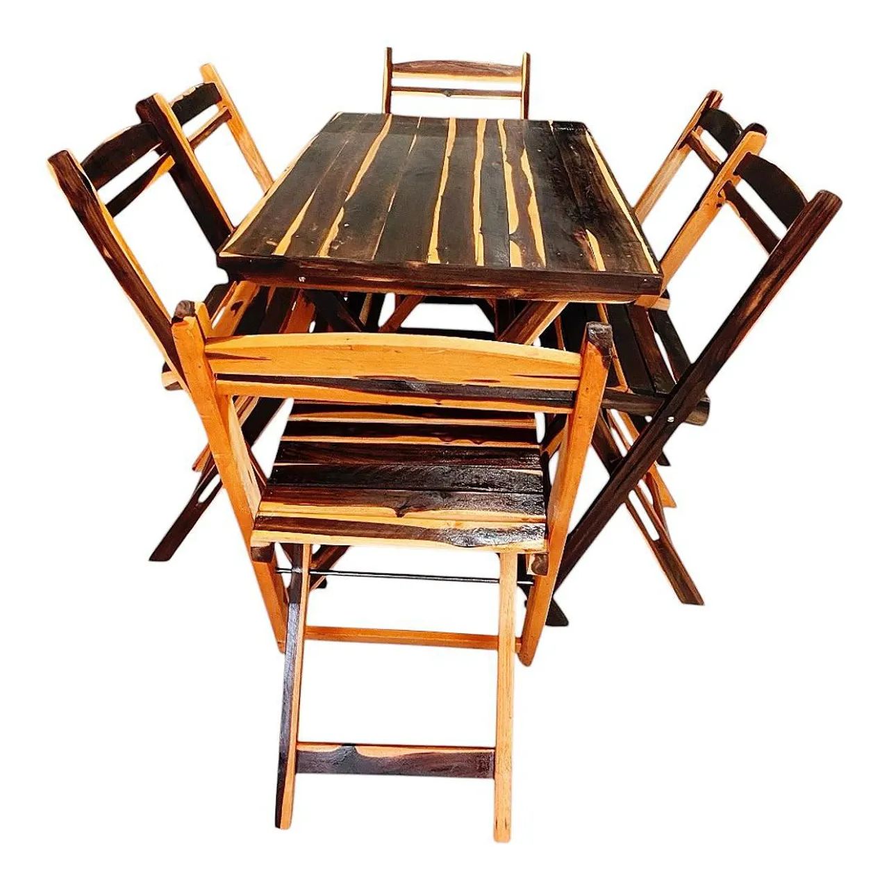 Conjunto de Mesa de Madeira Dobrável com 6 cadeiras 