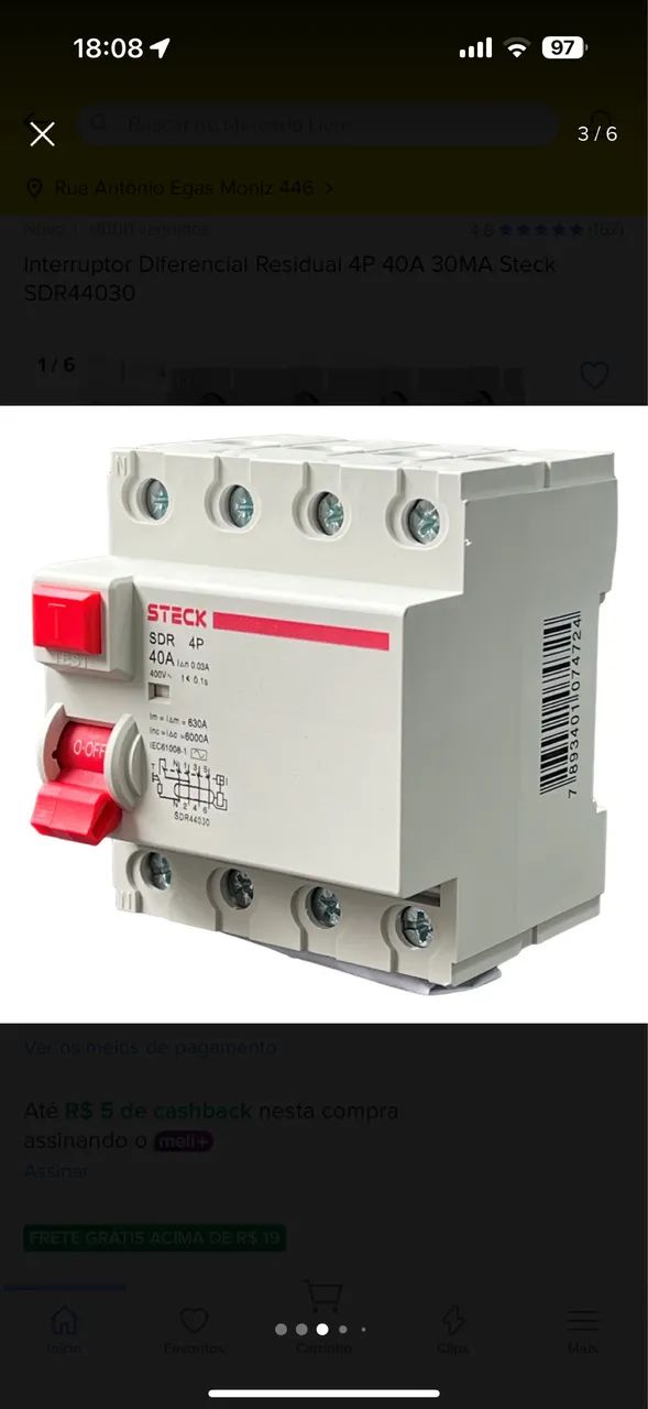 Interruptor Diferencial Residual 4P40A SDR 30Ma Steck SDR44030 - Foto 6