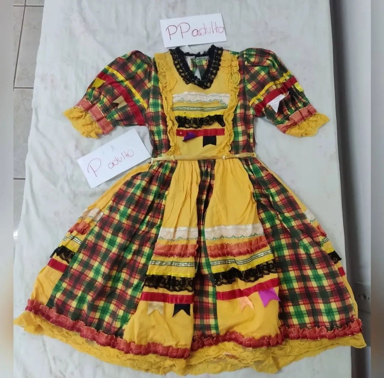 Vestido Festa Junina xadrez amarelo- tradicional - P