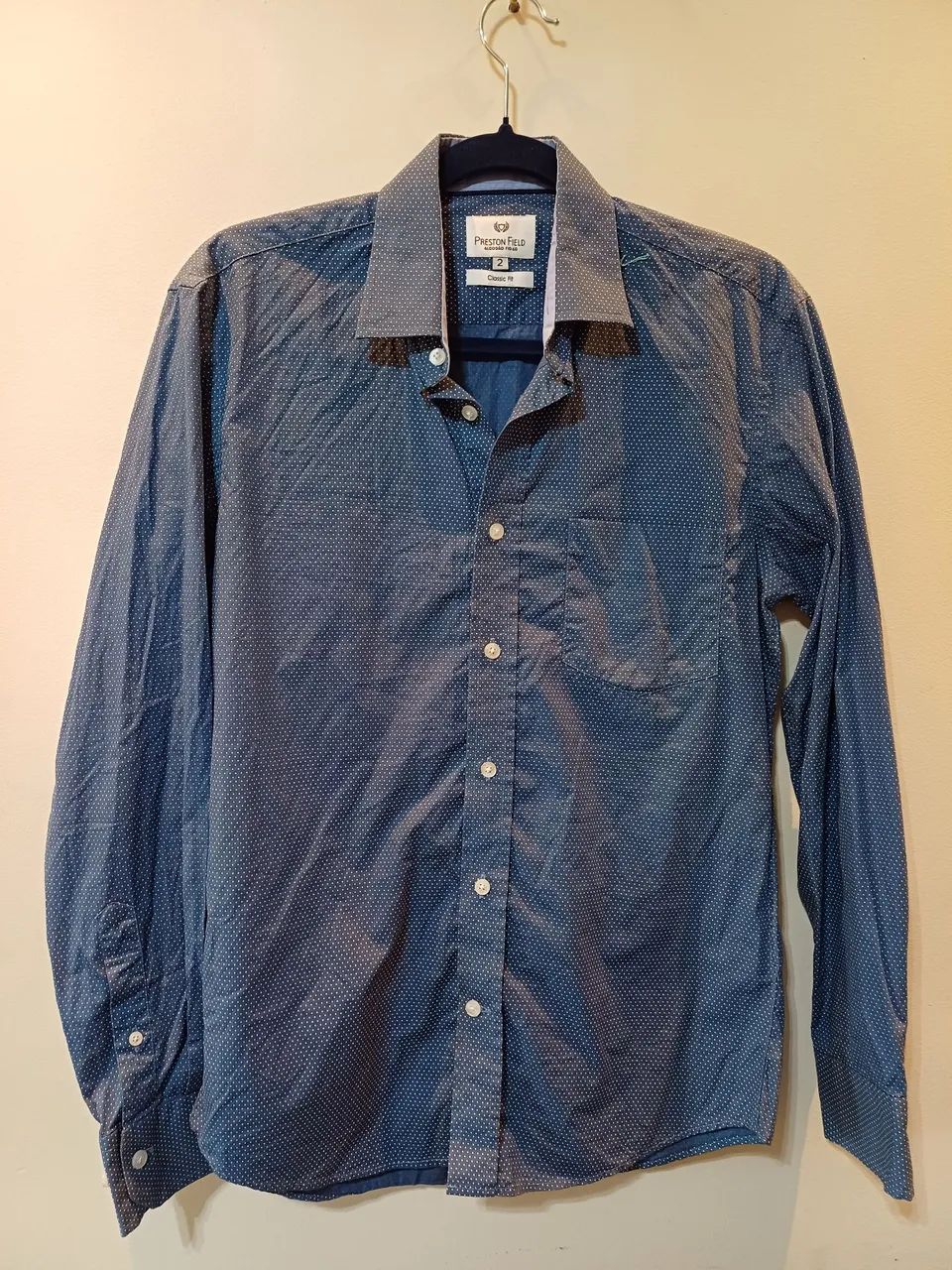 Camisa Social Azul Preston Field semi-nova 