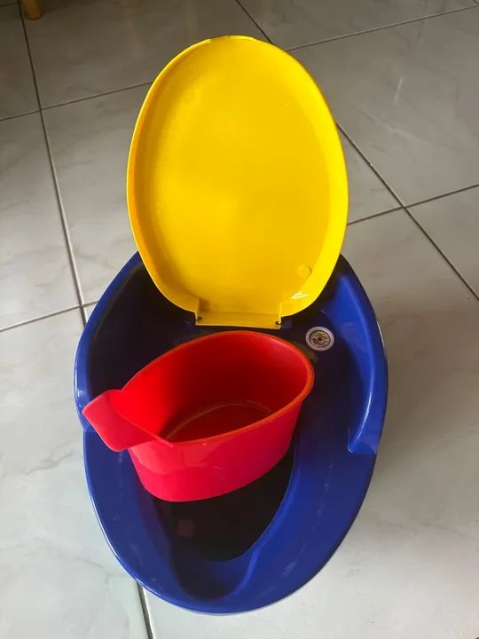 Assento de vaso sanitário infantil - azul e amarelo - Foto 3